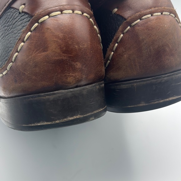 Black and Brown Leather Loafers Johnston & Murphy Sheepskin Mens Shoes 13M - Picture 5 of 10